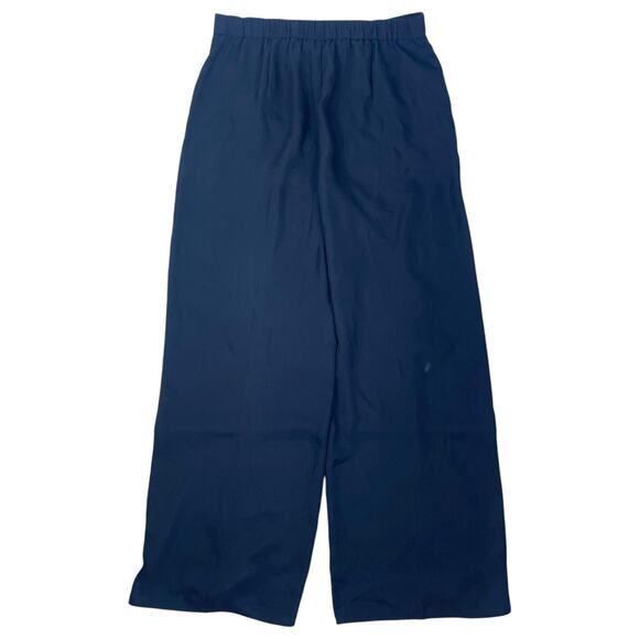 Theory Wide Leg Cropped Pants Washed Twill Navy Blue Size 00 - Picture 6 of 10